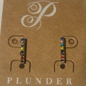 Plunder Vibrant Multicolor Gemstone Post Back Earrings